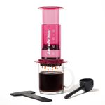 AeroPress Clear Coffee Press – 3 In 1 Brew Method Combines French Press, Pourover, Espresso, Full Bodied Coffee Without Grit or Bitterness, Small Portable Coffee Maker for Camping & Travel, Pink