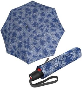 Knirps T.200 Duomatic Compact Rain Umbrella in Doodle Blue – Wind Tunnel Tested to 93 mph, Aluminum Steel Fiberglass Frame, 38in Canopy, OEKO-TEX, High-Performance Automatic Travel Umbrellas