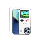 Gameboy case for iPhone 15 Pro Max Protective and Shockproof, Retro Game Phone Preload 36 Games, Video Color Screen Old School Style(White) (VM-TD-W15PM)