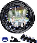 Cooling System, AGPTEK Mist Cooling System 65.6Ft (20M) Misting Line with 23 T-Joint Mist Nozzles, 20 Cable Ties and 3/4 Inch Brass Adapter, Outdoor Misting Cooling System for Patio, Garden, Lawn