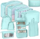 Packing Cubes, 10 Set Packing Cubes with Shoe Bag & Electronics Bag - Luggage Organizers Suitcase Travel Accessories (Sky Blue)