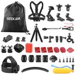 GEEKAM 38 in 1 Action Camera Accessories Kit - Compatible with GoPro Hero, DJI Osmo, AKASO EK7000, Campark, Crosstour, APEMAN, COOAU, Apexcam, SJCAM and for Waterproof Underwater Sports Camera