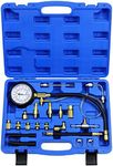 JoyFans Fuel Pressure Test Kit, TU-114 Fuel Injector Pump Pressure Tester Automotive Tool with Gauge Adapter for Schrader Test Port Fuel Injection System on Car Motorcycle Blue Case