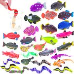 10Pcs Bath Toys Sea Animal Figurines,Color Changing and Stretchy Squeeze Realistic Ocean Fish Statues,for Toddlers 3 Years and up,for Themed Parties,Cake Topper,Goodie Bag Fillers,Classroom Rewards