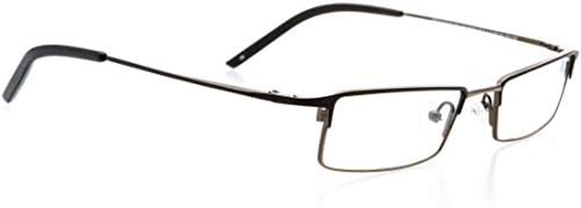 Hit Notion Optical Eyewear - Rectangle Shape, Metal Half Rim Frame - for Women or Men Prescription Eyeglasses RX, Cool Black