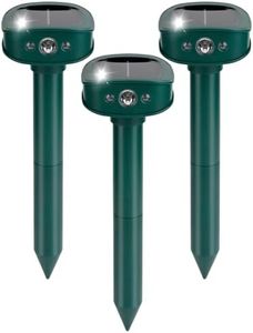 2025 Upgraded Mole Repellent Solar Powered, 3 Pack Waterproof Ultrasonic Gopher Vole Repellent Outdoor, Rat, Squirrel, Skunk, Repellent
