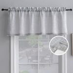 Beda Home Tassel Linen Textured Swag Curtain Valance for Farmhouses’ Kitchen; Rustic Short Swag Topper for Small Windows Bedroom Privacy Added Rod Pocket Design(Lt Grey, 52Wx18L - 1PC)