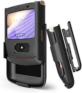 BELTRON Case with Clip for Motorola RAZR 5G (AT&T/T-Mobile), Snap-On Protective Cover with Rotating Belt Holster Combo & Built in Kickstand for Motorola Moto RAZR 5G Flip Phone (2020) XT2071 - Black