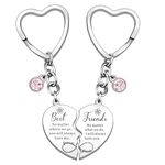 HULALA Best Friend Keyrings For 2 Women Girls Birthday Christmas Gifts Friendship Key Ring Matching Heart Keychain