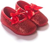 RVROVIC Baby Girl Moccasins Infant Princess Sparkly Premium Lightweight Soft Sole Prewalker Toddler Girls Shoes (S:0-6 Months, Red)