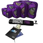 Shacke Pak - 5 Set Packing Cubes with Laundry Bag (Orchid Purple) & Hidden Travel Belt Wallet w/RFID Blocker (Black with Black Strap)