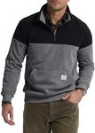 JMIERR Casual 1/4 Zip Pullover Sweaters Mens Classic Color Block Long Sleeve Stand Collar Quilted Sweatshirt, XL, Dark Grey