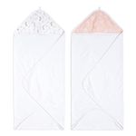 aden + anais blushing bunnies Hooded Towel - Pack of 2 | 100% Cotton Terry Muslin Hood, Soft Bath & Shower Wrap Babies bunny, pink, flowers Gift Set Baby, Newborns Toddlers, 76 x 76 cm (AD217)