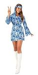 Women's Blue Flower Power Hippie Girl Costume Sef (Medium Size) - Perfect for Festivals, 1960s Theme Parties, Events, & More