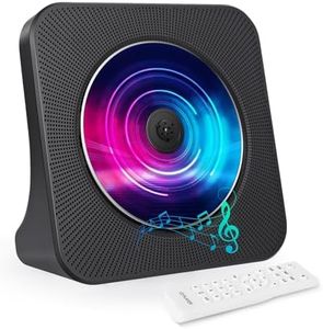 Lecteur CD de bureau avec émetteur Bluetooth, lecteur CD portable avec haut-parleurs et minuterie, lecteur CD radio avec port AUX/USB, couvercle anti-poussière, écran LCD, télécommande pour albums CD