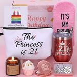 Insulated Wine Tumbler Sets 21st Birthday Gifts for Her, Personalised 21st Birthday Hampers Happy 21st Birthday Basket for 21 Year Old Girls, 21st Birthday Gifts Ideas for Girls Daughter Best Friend