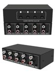 Suckoo 3.5mm 2RCA Stereo Audio Switcher 4 in 1 Out 2 in 1 Out DVD Player MP3 Tablet PC Game Console TV Box External 4 Port AV TV Monitor Projector Stereo Audio Headphone Amplifier Selector Switch Box