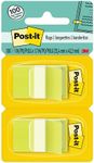 Post-it Flags, Bright Green, 1-Inch Wide, 50/Dispenser, 2-Dispensers/Pack