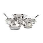 All-Clad D3 Stainless Cookware Set, Pots and Pans, Tri-Ply Stainless Steel, Professional Grade, 10-Piece