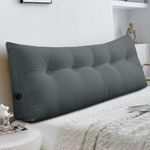 Shuyeon Headboard Pillow - Queen-Sized Headboard Wedge Pillow for Daybeds and Bunk Beds - Durable, Comfortable, with Removable Velvet Cover (Dark gray, 76x20x8Inches)