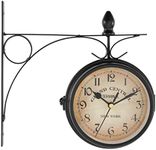 Dyna-Living Vintage Double Sided Wall Clock Wall-Mounted 4.7-inch Retro Train Station Clock Classic Wrought Iron Two Faces Wall Hanging Clock for Indoor Living Room Bedroom