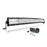 Willpower 32 Inch 405W Curved Slim LED Light Bar, with 12V Wire Harness, Driving Work Lamps Fog Lights for Car Offroad Truck SUV ATV 4x4 Boat Lighting, IP67 Waterproof, 6000K White