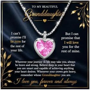 MGOOL Gifts For Granddaughter Necklace From Grandma Grandpa To My Granddaughter Necklace Christmas Graduation Birthday Gifts With Message Card & LED Box (683-Pink Heart05)