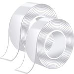 Double Sided Tape Heavy Duty - 2 Pack 20FT Multipurpose Removable Wall Mounting Tape, Reusable Strong Adhesive Nano Tape Command Strips for Crafts, Carpet, Photo Frame