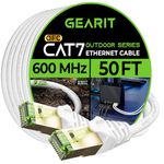 GearIT Cat7 Outdoor Ethernet Cable (50ft) SFTP Shielded Foil Twisted Pair, Pure Copper, LLDPE, Waterproof, Direct Burial, In-Ground, UV Resistant, POE, Network, LAN, Internet, Cat 7-50 Feet