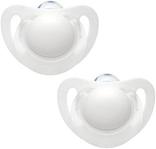 NUK Genius Newborn Pacifier | 0-2 Months | BPA-Free Silicone Baby Dummy with Microwave Case | White | 2 Count