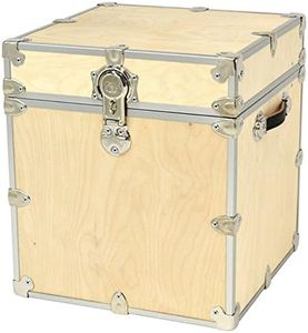 Rhino Trunk & Case Naked Cube College Trunk - 18”x18”x20”, 1500+ lbs Capacity with Soft-Close Lid. USA Made Secure Dorm Furniture & Organization, Home Storage Box, End Table, or Bedside Cabinet