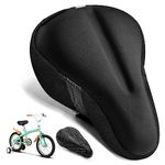 Mkuero Kids Gel Bike Seat Cushion Cover for Boys & Girls Bicycle Seats, 9"x6" Memory Foam Child Bike Seat Cover Extra Soft Small Bicycle Saddle Pad with Water & Dust Resistant Cover (Black)