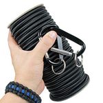 Marine Grade Shock Cord with 2 Carabiners - 1/8", 3/16", 1/4" on 25, 50, and 100 Foot Spools - 6 Bright Colors of USA Made Bungee, Stretch, and Elastic Cord