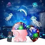 Ocean Night Light Projector, Christmas Lights Octopus Room Decor Toys for Kids,360° Rotation, Ocean and Star&Moon Projection Films,17 Light Modes, 9 Lullaby Songs, Remote Control, Christmas Gifts Kids