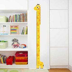 DEKMILE Giraffe Yellow Cute Vinyl Wall Decal Removable Growth Chart Sticker Hieght Measure Wallpaper for Kids Room Bedroom