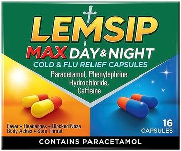 Lemsip Max, Cold and Flu Tablets Day and Night, 16 Capsules, Paracetamol, Cold and Flu Relief, Blocked Nose Relief, Nasal Congestion Relief, Max Strength, Reduces Fever, Cold and Flu, Medication
