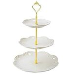 BPFY 3 Tier Porcelain Cupcake Stand, Tiered Tray Cupcake Stand, Dessert Stands, 3 Tier Cupcake Serving Stand for Tea Party, Baby Shower, Birthday, Wedding