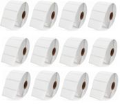 True-Ally 50x25 Thermal Sticker Label 2x1 inch (50mm x 25mm) Direct Thermal Barcode MRP Sticker Labels – 400 Labels/Roll Designed for Small thermal printers (12 Rolls Per pack (4800 labels))