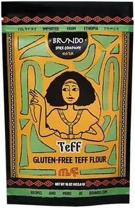 Brundo Ethiopian Spice Company | Gluten Free Teff Flour | Hand Picked & Processed Authentic Powdered Ethiopian Teff Grain | Harvested in and Imported from Ethiopia | NON GMO | Organic | No Preservatives | ጤፍ (16oz) |