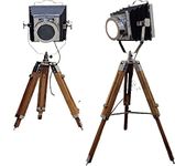 Tripod Style Vintage Model searchlight Wood Tripod Lamps LED spotlights Marine Chrome Finish Camera Table Lamp Home Decor