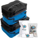 Bago 7 Pack Packing Cubes for Travel - 4 Packing Cubes with 3 Zipper Bags - Travel Cubes to Get Maximum Storage, Save Time and Effort Packing -, Black/Blue, 4pcs Set, Modern