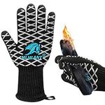 MLMLANT BBQ Glove Extreme Heat Resistant, Pizza Oven Gloves Heat Resistant With Fingers 800 ℃ / 1472 ℉ Barbecue Heat Proof Glove, EN407 for the Baking, Cooking, Kitchen, fireproof (2 Pcs) L