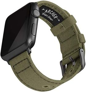 Archer Watch Straps - Canvas Watch Bands for Apple Watch (Faded Olive, Gray, 44/45/46/49mm)