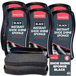 SOL 6pk Instant Shoe Shine Sponge Black | Black Shoe Polish, Black Boot Polish | Express Shine Sponge for Vinyl & Black Leather Shoes | Instant Shine To Vinyl, Leather Shoes & Bags + Sticker