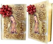 Catholic Spanish Bible with Metalic Cover of Our Virgen de Guadalupe Spanish Bible Large Print - Decorations for Catholic Wedding biblia