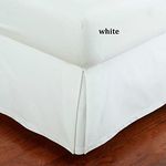 Fancy Collection Easy Care Bed Skirt Pleated Microfiber 14 inch Drop Bed Skirt Solid New (White, King)