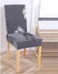 Lukzer 6PC Elastic Stretchable Dining Chair Cover Universal Protective Slipcover (Grey Leaves Design/ 6Cover), Polyester