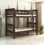 STRATA FURNITURE Sheesham Wood Bunk Bed Without Storage Wooden Double Bed Furniture for Bedroom Home (Walnut Finish)