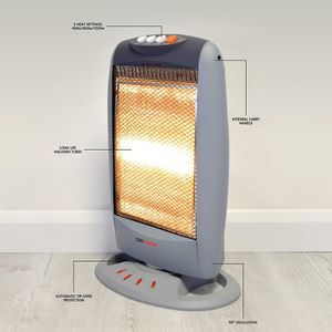 STAYWARM Halogen Heater, 1200W – Grey