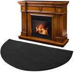 Fireproof Fireplace Mat - 60'' x 32'' x 3/25'' Upgraded 4-Layer Thickened Fire Resistant Mat, Half Round Silicone and Fiberglass Fire Retardant Hearth Pad Protect Floor from Sparks Embers